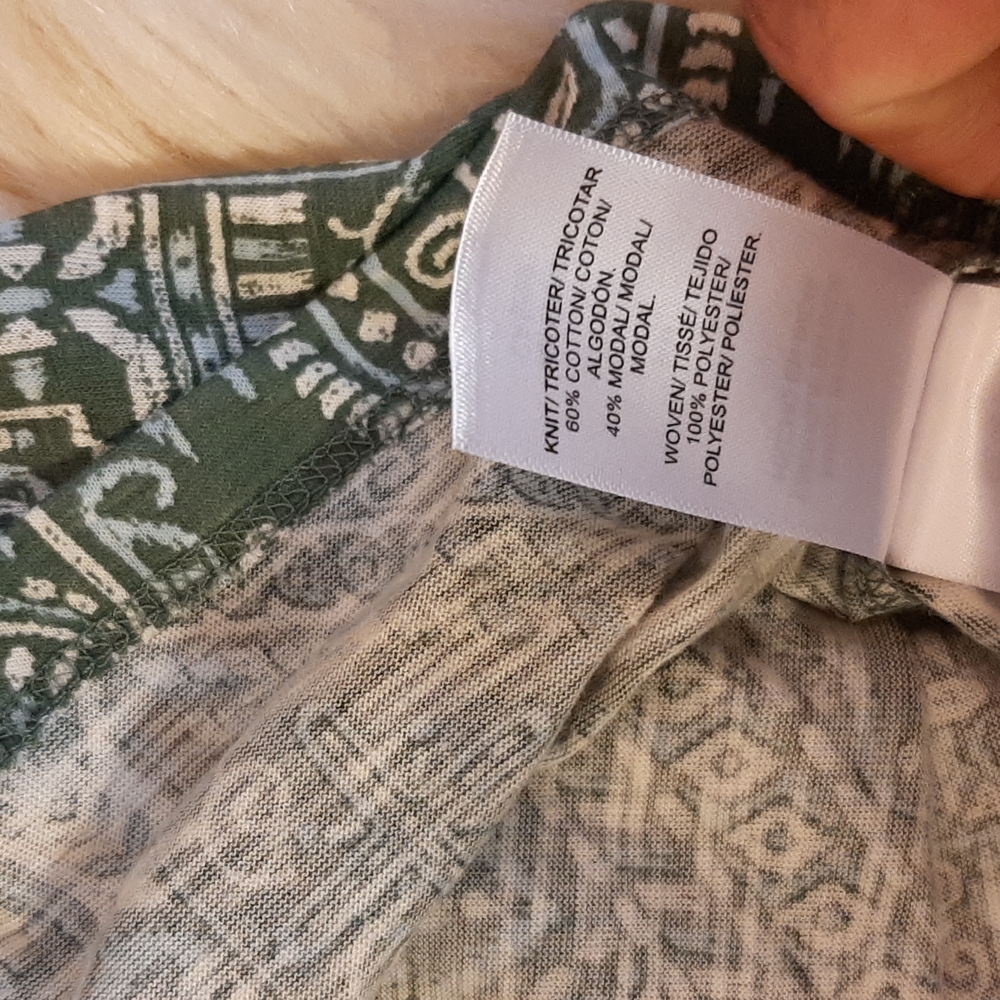 Lucky Brand Green/White/Blue Geometric Print Top, Large, NWT - Picture 10 of 12